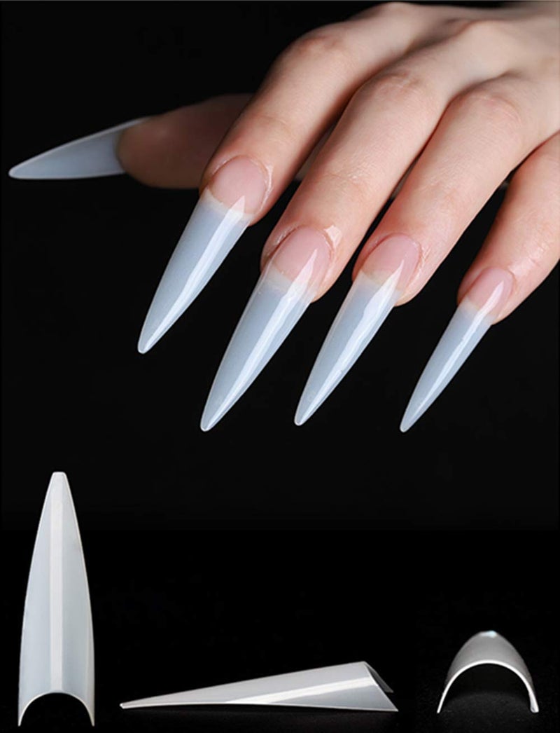 YIMART 600pcs Acrylic Medium Long Stiletto Nail Tips Easy Coffin Nails Sharp False Nail Art Tips For Nails Salon (White) - Image 3